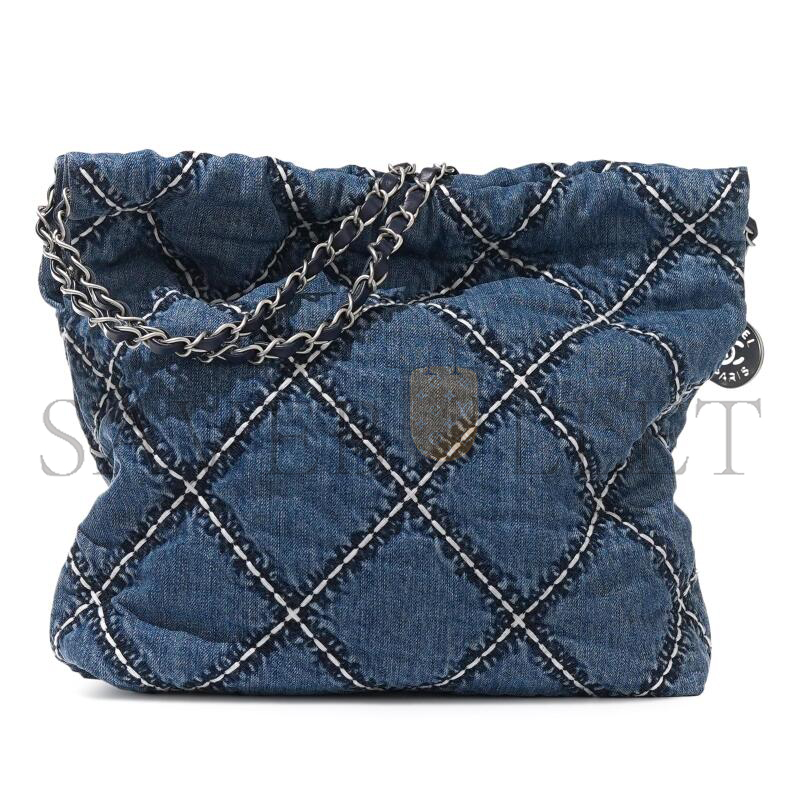 CHANEL MASTER DENIM QUILTED STITCHED SMALL CHANEL 22 BLUE AS3260 (37*35*7cm)
